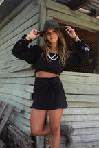 Conjunto negro de muselina - Vista frontal