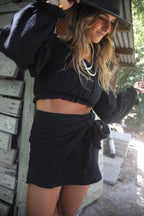 Conjunto de muselina negro - Vista frontal casual