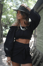 Top de muselina negro - Vista frontal